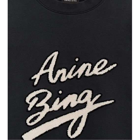  Anine Bing Miles Chenille Signature Sweatshirt, Sort